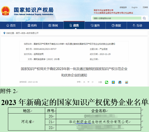 金坦公司荣获“2023年度国家知识产权优势企业”称号